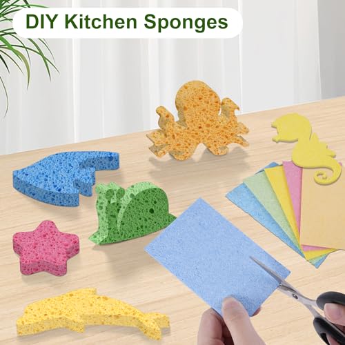 15 Pack Biodegradable Cellulose Sponges - Colorful Non-Scratch Kitchen & Bathroom Cleaning