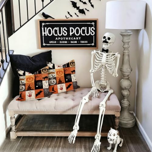 Halloween Pillow Cover 18x18 - Plaid Ghosts & Jack O'Lantern