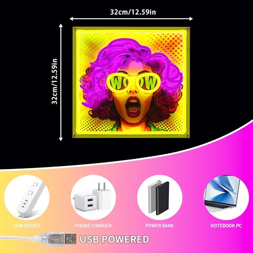 Pink Pretty Girl Neon Sign UV Print Dimmable LED Light for Bedroom Decor