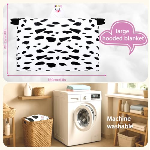 Cow Animal Wearable Blanket Hoodie for Adults - Oversized Cozy Gift