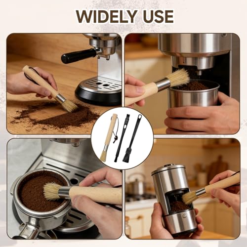 Coffee Grinder Cleaning Brush Set - 3 Pack with Natural Bristles