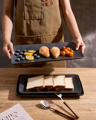 Famiware Serving Platters Set of 3 - Matte Dark Charcoal, Rectangular