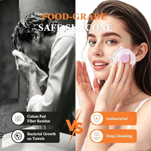 Silicone Face Scrubber & Exfoliating Facial Cleansing Brush 2-Pack (Pink)