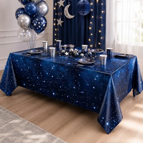 Galaxy Space Tablecloths - 3 Pack, 54 x 108 Inch Disposable Plastic