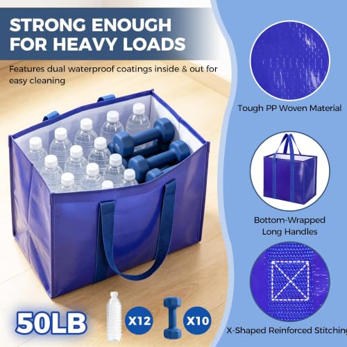 WISELIFE Reusable Grocery Bags - 33L Foldable & Waterproof Shopping Totes