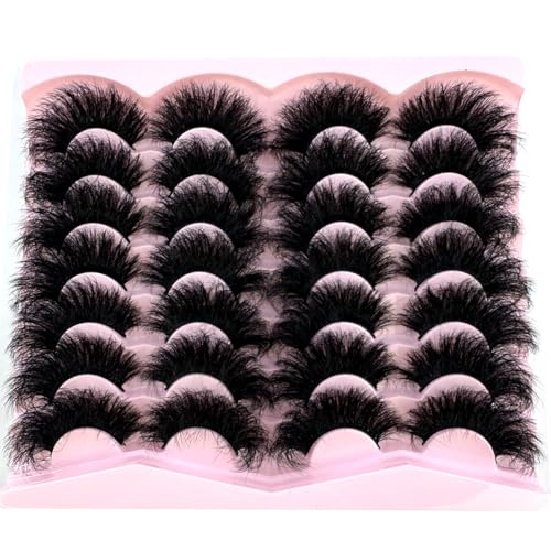 CuvDhe 14 Pairs Fluffy 3D Mink False Eyelashes Natural Long Thick Lashes