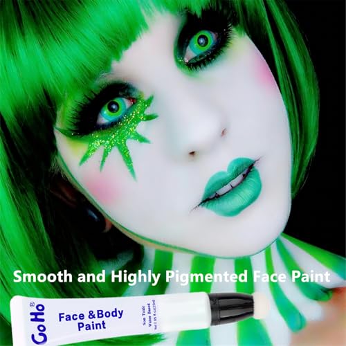 Go Ho Clown White Face Paint - Water Based Cream Makeup for Halloween SFX