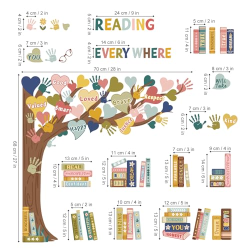 Boho Books Back to School Window Clings - Reusable Decals