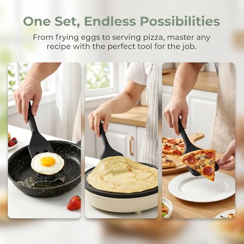 PROXIMY Black Small Silicone Spatula Set - Heat-Resistant Mini Kitchen Utensils