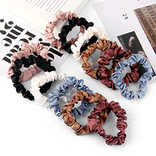 12-Piece Satin Silk Hair Scrunchies Elastic Ponytail Holders for Women