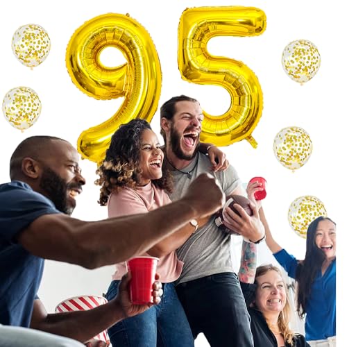 40" Gold Foil Balloons Set - Jumbo 95th Birthday & Wedding Decorations