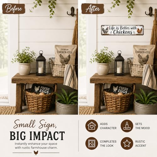 Life Is Better With Chickens Aluminum Sign - 4x16 Farmhouse Coop Decor