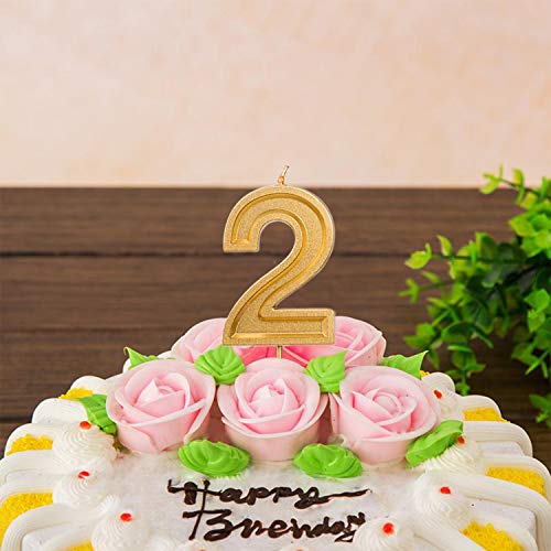 Luter Large Gold Glitter Number Birthday Cake Candle 2.76 Inch