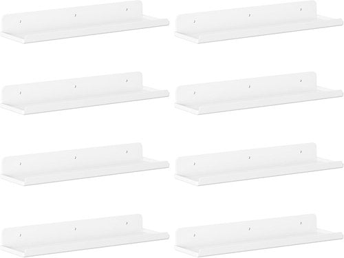 Lifewit Floating Shelves - 15" Acrylic Wall Organizer for Perfume, Makeup & Decor | 8 Pack, White
