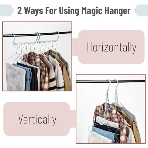 Space Saving Clothes Hangers Set of 12 with Rotating Hooks, Pastel Colors