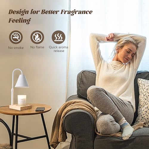 White 10.6-Inch Electric Candle Warmer Lamp with Timer & 4-Level Dimmer