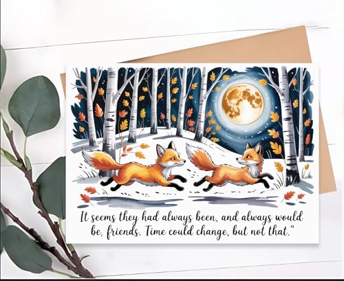 Heartwarming Foxes in the Snow Friendship Card - 5x7 Inch
