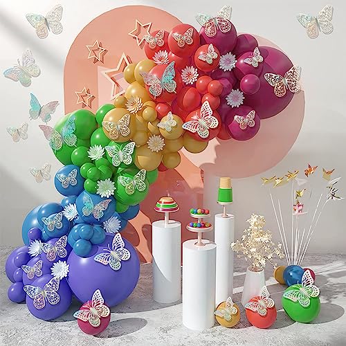 3D Metallic Butterfly Wall Decor - 24 Pcs Butterfly Party Decorations