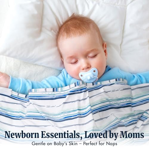 Ocean Stripe Baby Swaddle Blanket - Soft, Breathable & Stretchy
