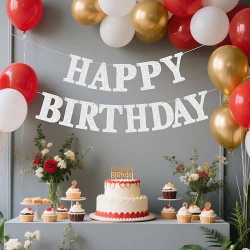 Personalized Glitter Happy Birthday Banner - DIY Garland with Ribbon