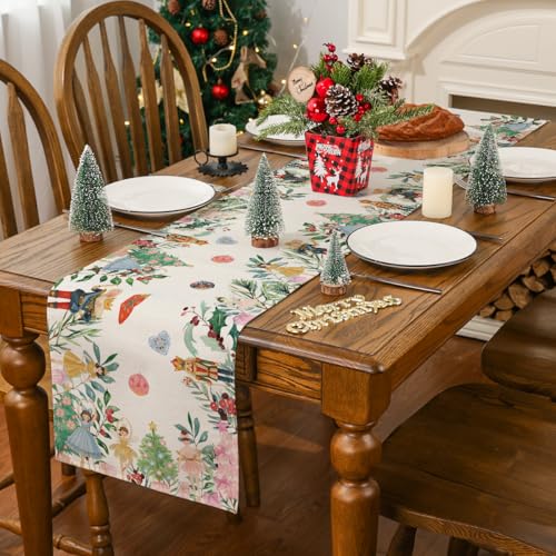 Christmas Table Runner 13x90 Inch Holiday Decor for Festive Dining - Merry Christmas Theme