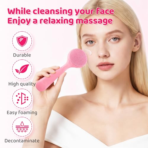 OLLBIT Silicone Manual Facial Cleansing Brush 2PCS Soft Exfoliating Face Scrub