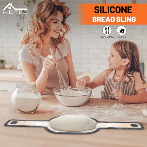 Grey HOTEC 2-Pack Silicone Bread Sling for Dutch Oven - Heat-Resistant & Non-Stick Baking Liners