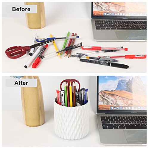 White 360° Rotating Makeup Brush Holder Organizer - 5-Slot Cup