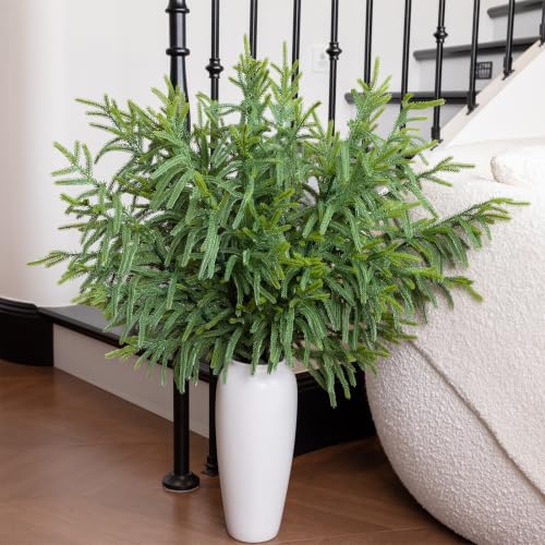 36 Inch Artificial Norfolk Pine Stems - Long Realistic Branches for Holiday Decor - 10 Pack