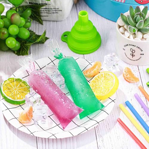 250 Pcs Disposable Ice Lolly Molds - 3x10 Inch Freeze Pop Bags with Funnel