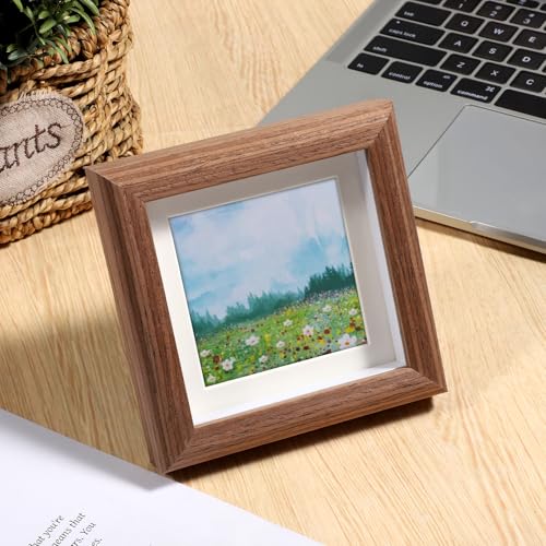 Alrhso Style-1 4x4 Shadow Box Picture Frame Solid Walnut for Memorabilia & Awards