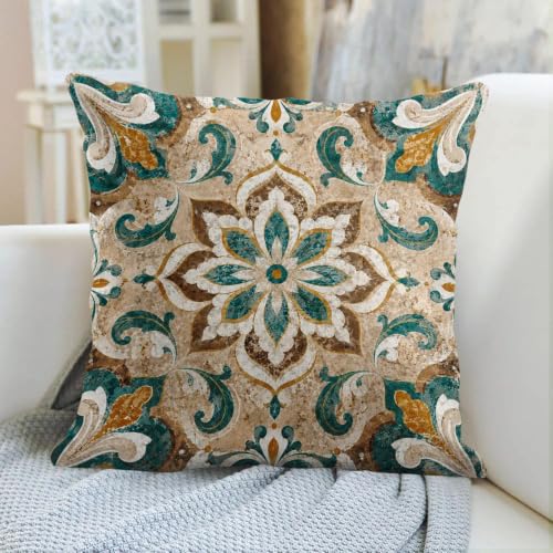 Emvency 20x20 Inch Moroccan Vintage Tile Throw Pillow Cover