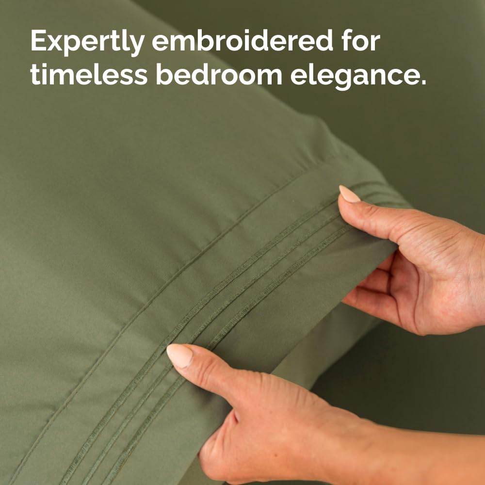 Skiennix Standard Pillow Cases Set of 4 - Ultra Soft Hotel Quality Covers - Machine Washable Sage Green