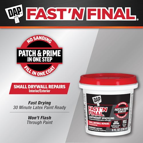 DAP Fast 'N Final Lightweight Spackling, 8 Oz Wall Repair