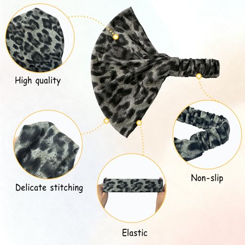 Dancepanda Leopard Print Elastic Headband for Women Soft Non-Slip Hair Band