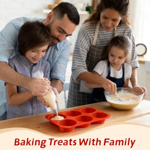 SINBEE Silicone Muffin Pans - 3-Pack Nonstick 6-Cup Molds