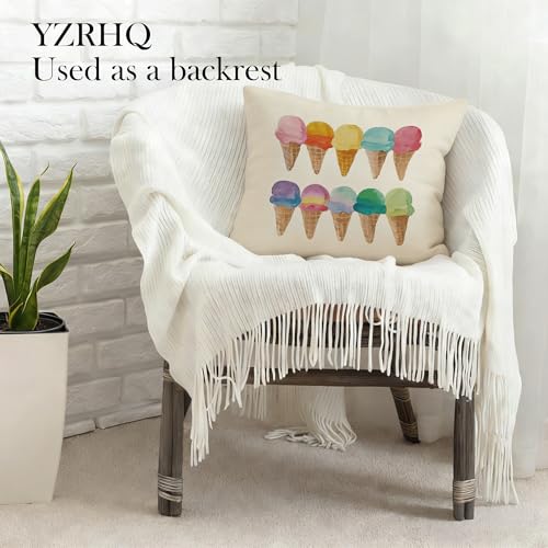 Colorful Ice Cream Throw Pillow Cover 18x18 - Double-Sided