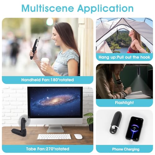 Digibond Mini Handheld Fan - Foldable 3000mAh Rechargeable, Black