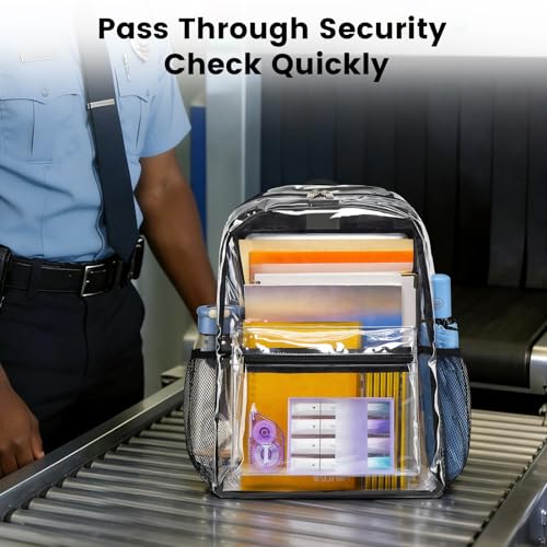 Vorspack Heavy Duty Clear Backpack for School - 16 Inch Transparent Bookbag