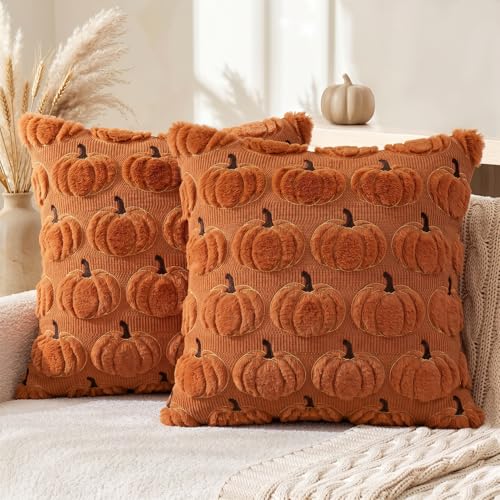 AVOIN colorlife Caramel Fall Throw Pillow Covers 18x18, Set of 2