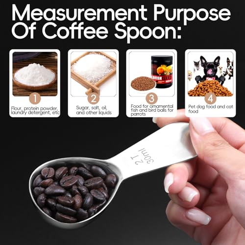 Quazake 18/8 Stainless Steel Coffee Scoop - 1 Tablespoon (15ML) - 2 Pack