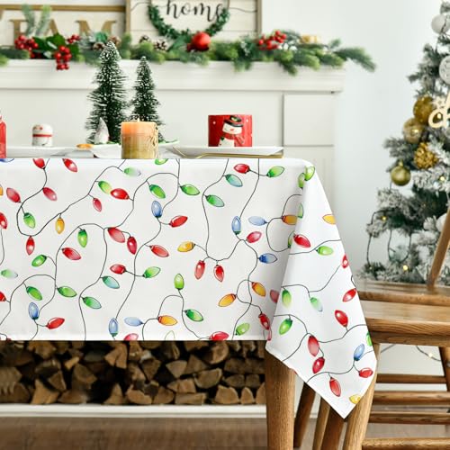 Christmas Tablecloth 60 x 140 Inch Rectangular Red Green Holiday Decor - White Variant