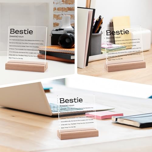 Inspirational Acrylic Plaque with Wooden Stand for Best Friends