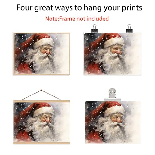 Vintage Santa Claus Canvas Wall Art 16x24 Inch Christmas Poster