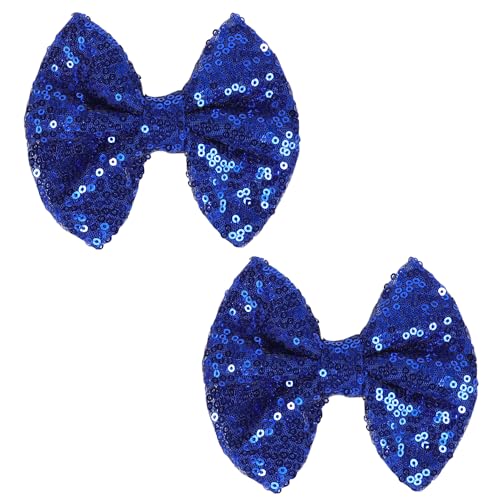 AMYDECOR Royal Blue Glitter Bow Hair Clip 5-Inch Sequin Hairpin