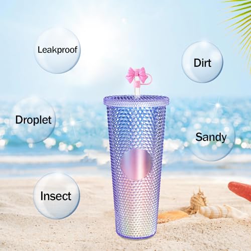 6Pcs Straw Cover for Starbucks Cup, 7-8MM Silicone Straw Topper Cap for Tumblers, Cute Bow Reusable Straw Protector Accessories Compatible with Starbucks Cups