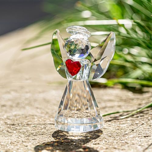3-Inch Crystal Angel Figurine - Heart Guardian Angel Statue
