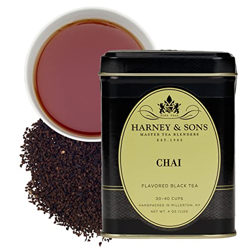 Harney & Sons Chai Loose Leaf Black Tea, Spiced Blend, 4 oz Tin