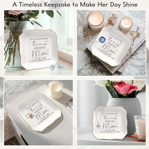Ceramic Jewelry Tray Ring Dish for Mom - Birthday & Holiday Gift