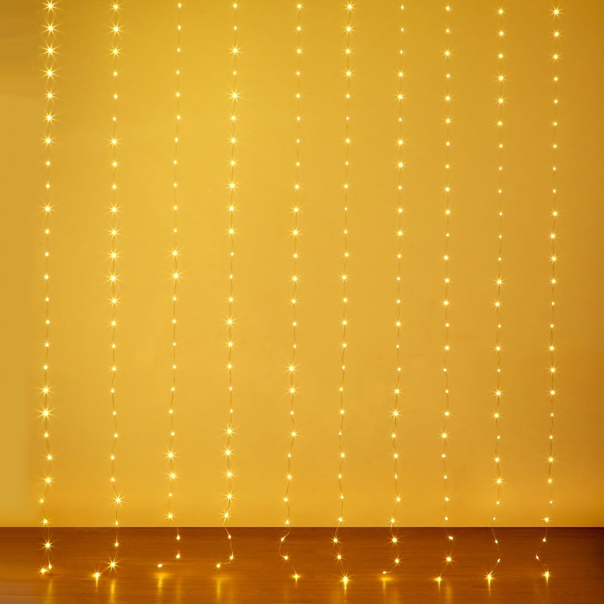 Skiennix 300 LED Curtain Lights - 10ft x 10ft Twinkle Fairy String Lights with Remote & Timer | Waterproof USB Powered for Indoor/Outdoor Christmas Decor - Warm White